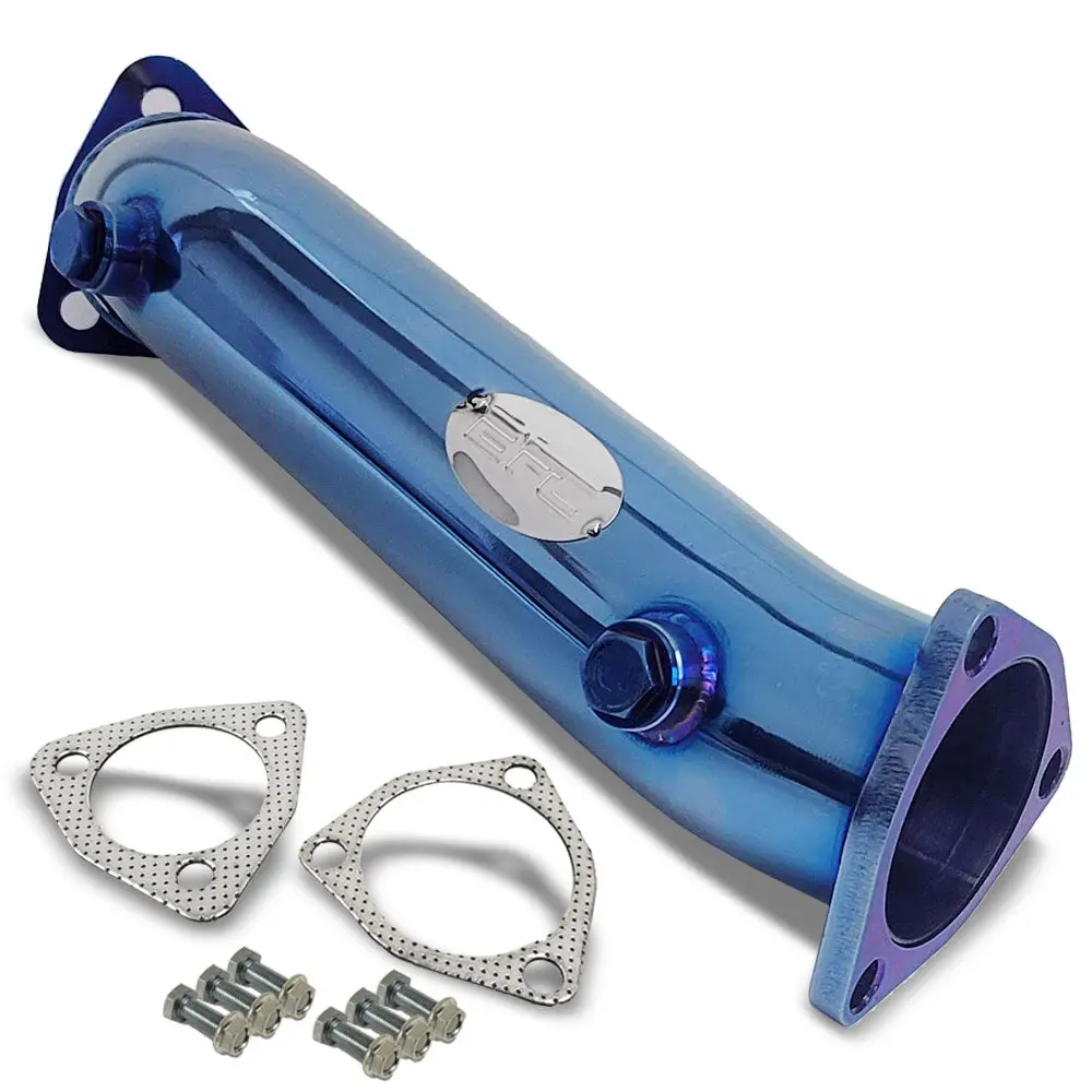 Bfc Titanium Blue High Flow Exhaust Piping Tube For 97-05 A4 B5 B6 / 98-05 Passat 1.8T 1