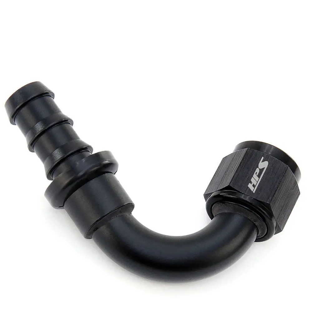 Hps Push-On Hose End To An Female Adapter Fitting, 120 Degree, An -10, Black Aluminum 1
