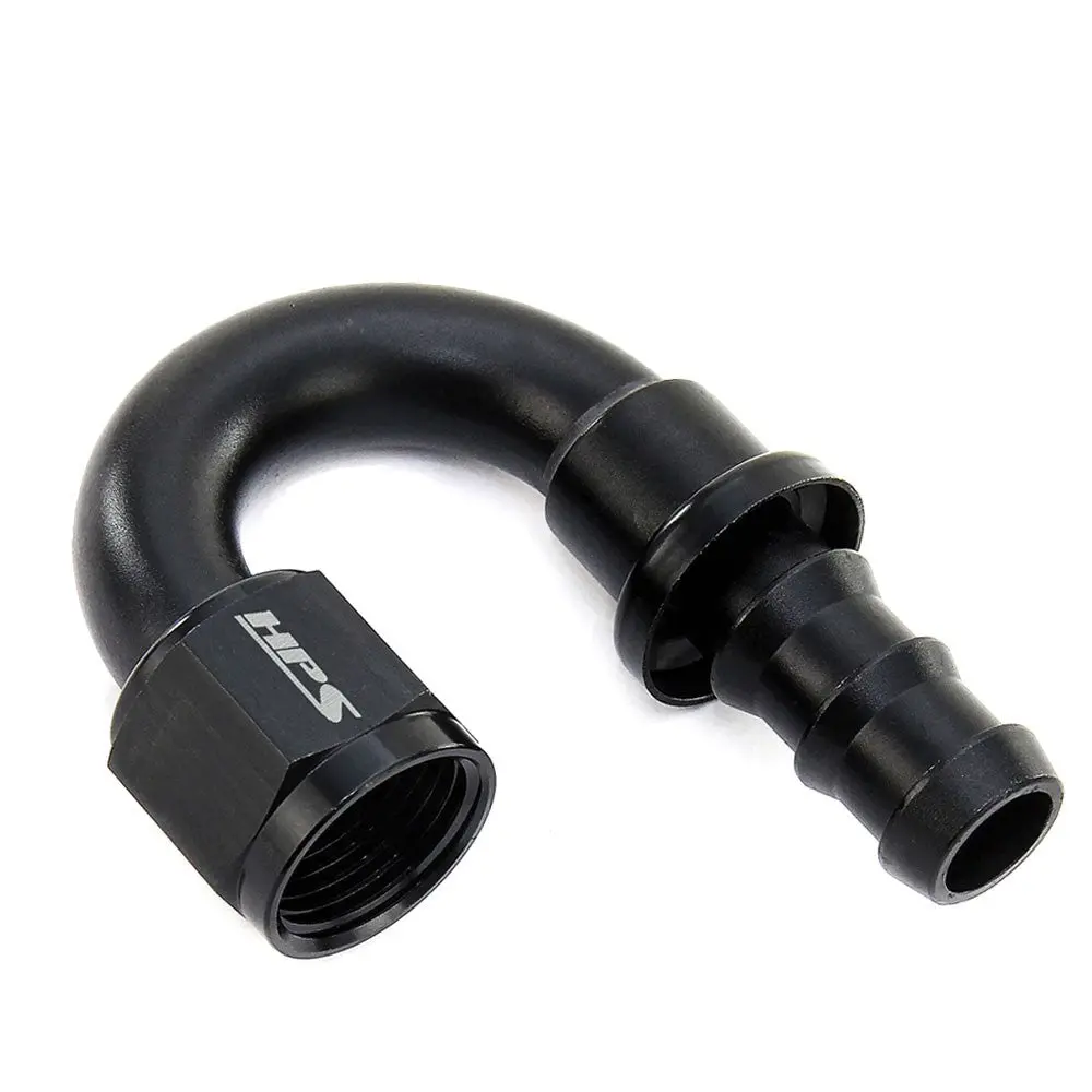 Hps Push-On Hose End To An Female Adapter Fitting, 180 Degree, An -10, Black Aluminum 1