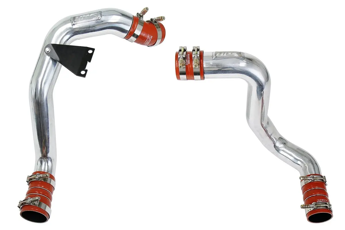 Hps Polish Cold/Hot Side Intercooler Charge Pipe W/Orange Hose For 03-07 Ford F-Series Super Duty 6.0L Diesel 1