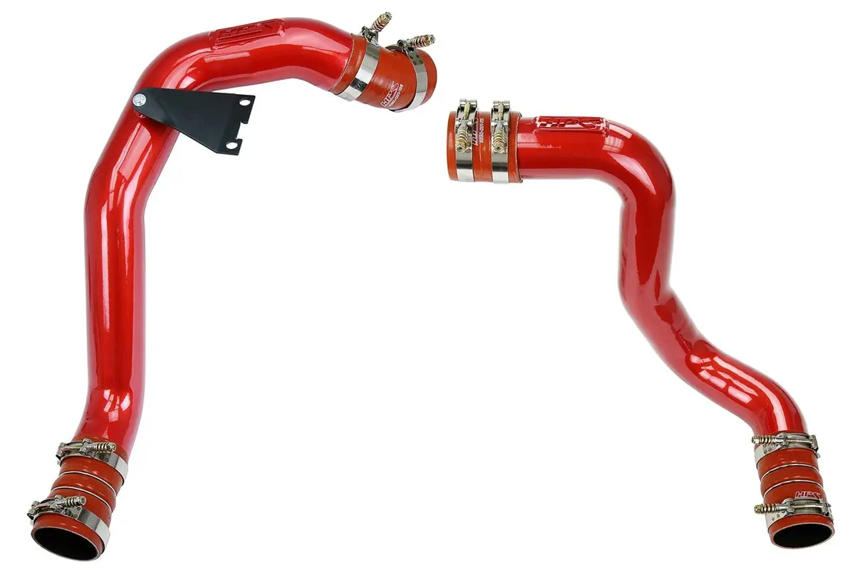 Hps Red Cold/Hot Side Intercooler Charge Pipe W/Orange Hose For 03-07 Ford F-Series Super Duty 6.0L Diesel 1