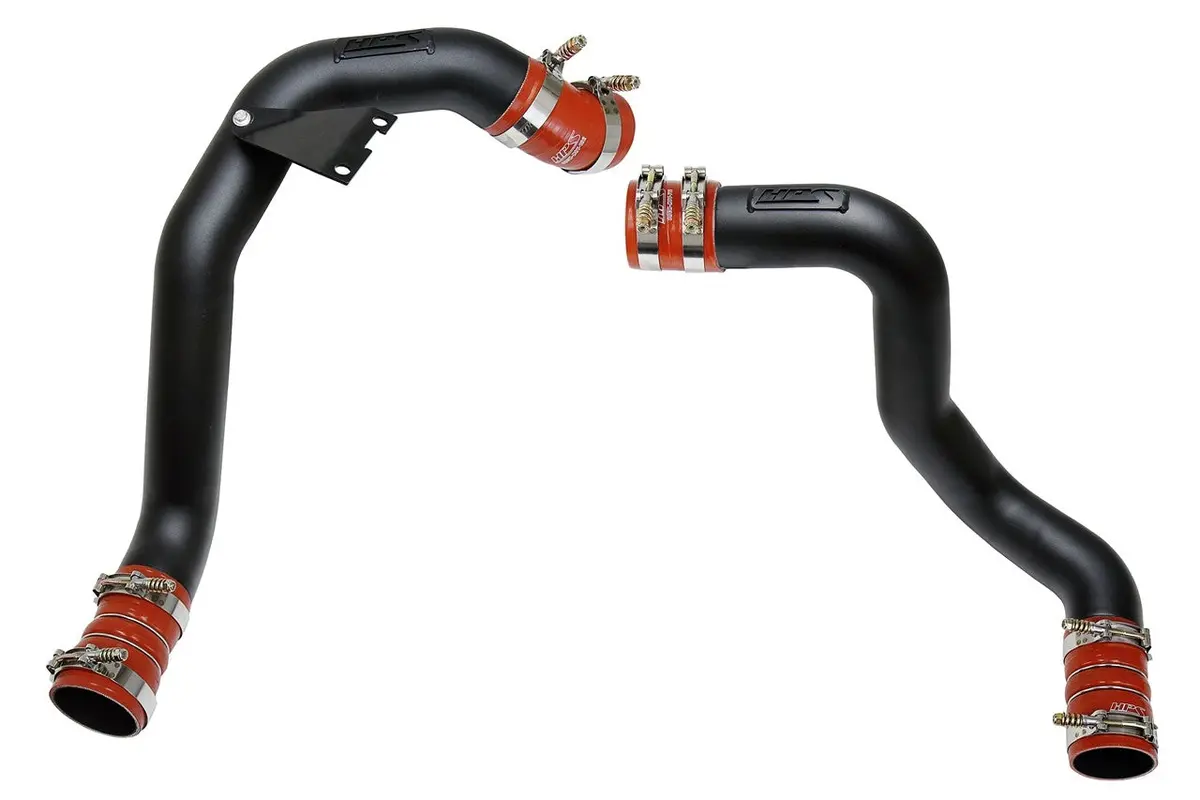 Hps Black Cold/Hot Side Intercooler Charge Pipe W/Orange Hose For 03-07 Ford F-Series Super Duty 6.0L Diesel 1