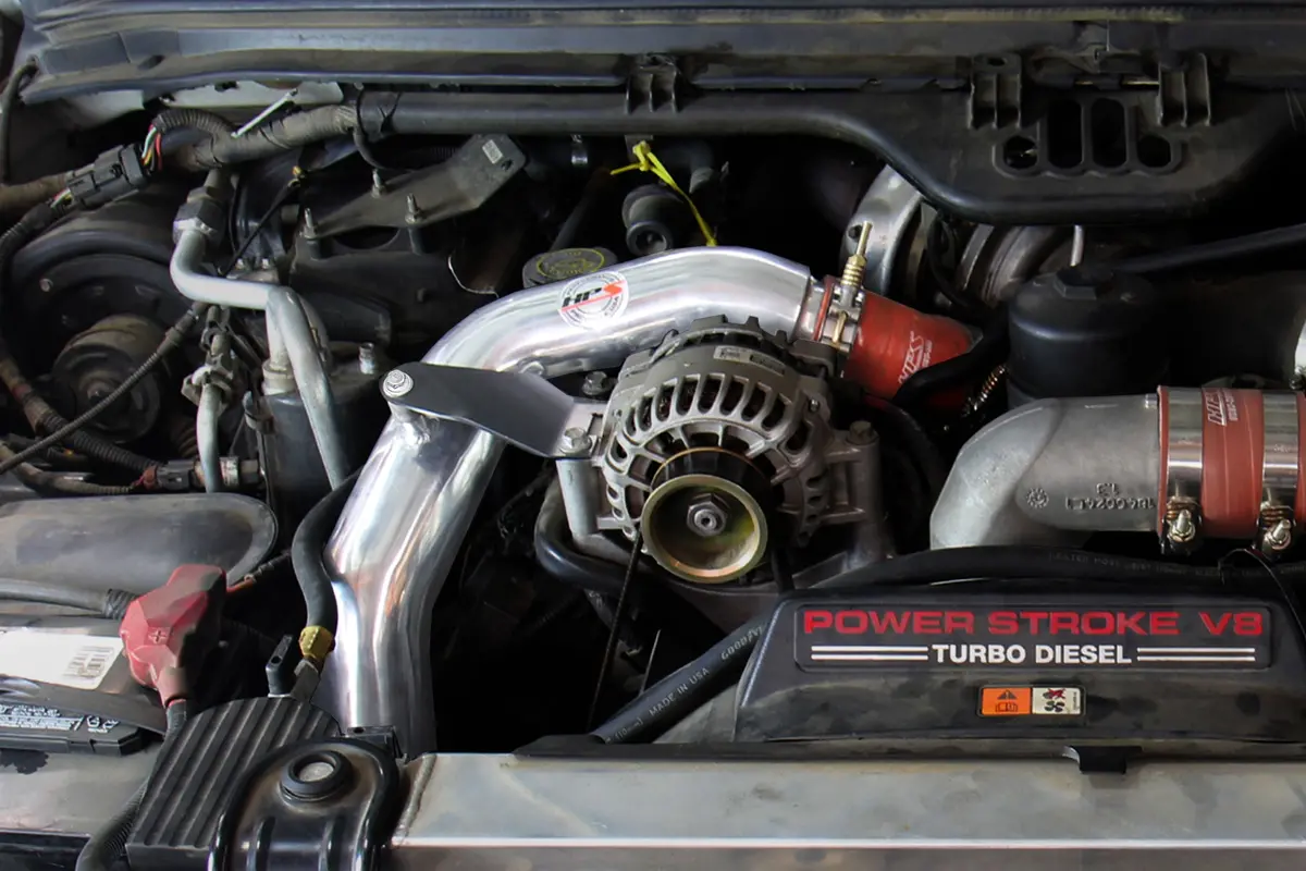 Hps Red Pipe Orange Boots Hot Side Intercooler Charge Pipe Kit For 03-07 Ford F-Series Super Duty 6.0L Diesel Turbo 2