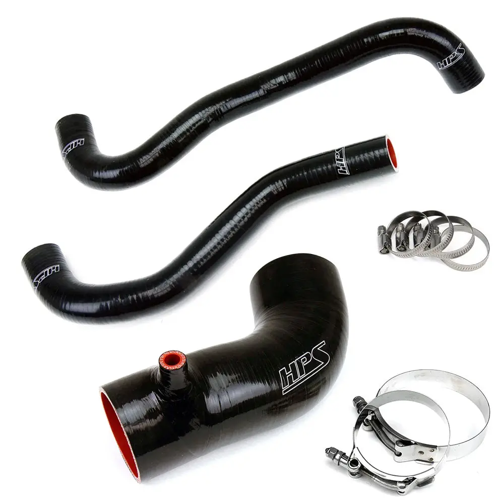 Hps Black 3-Ply Silicone Post Maf Intake Tube Hose/Radiator Hose For 12-15 Honda Civic Si 2.4L 1