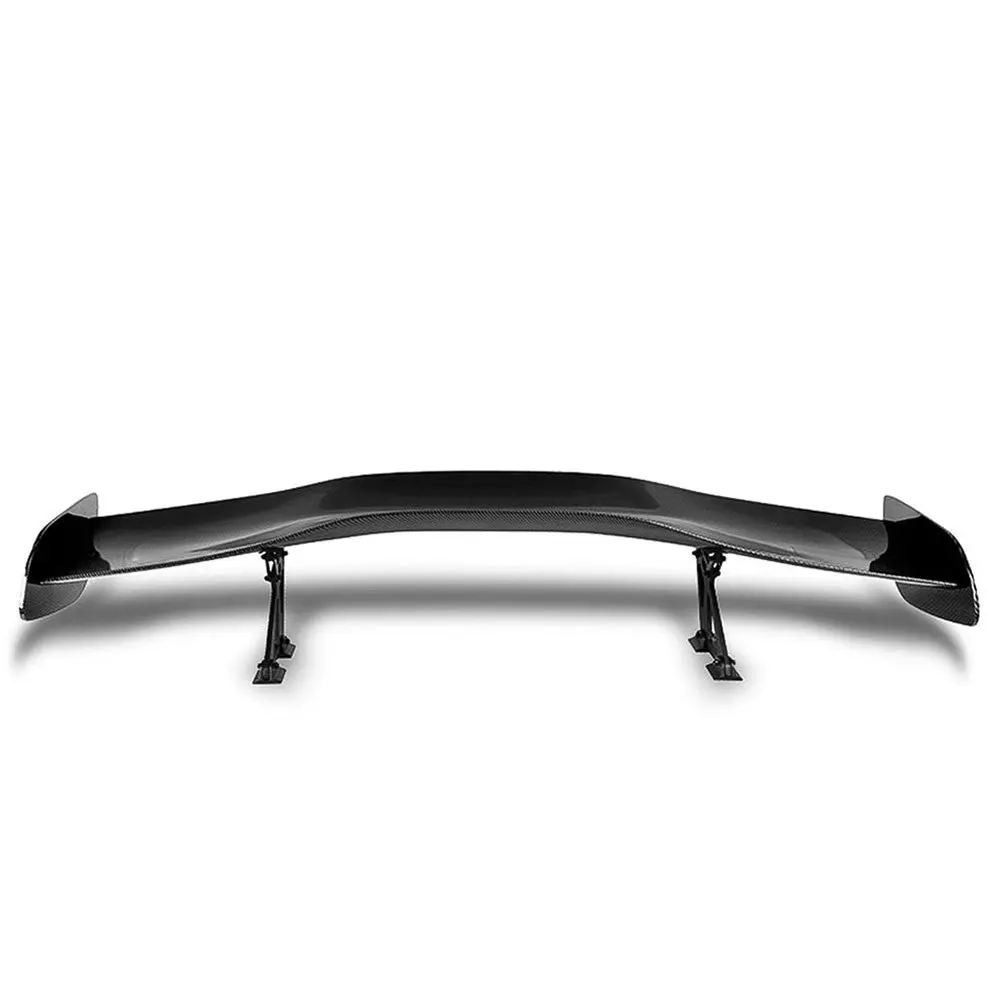 57" Gt Style V1 Black Carbon Fiber Look Adjustable Rake Rear Trunk Spoiler Wing 1