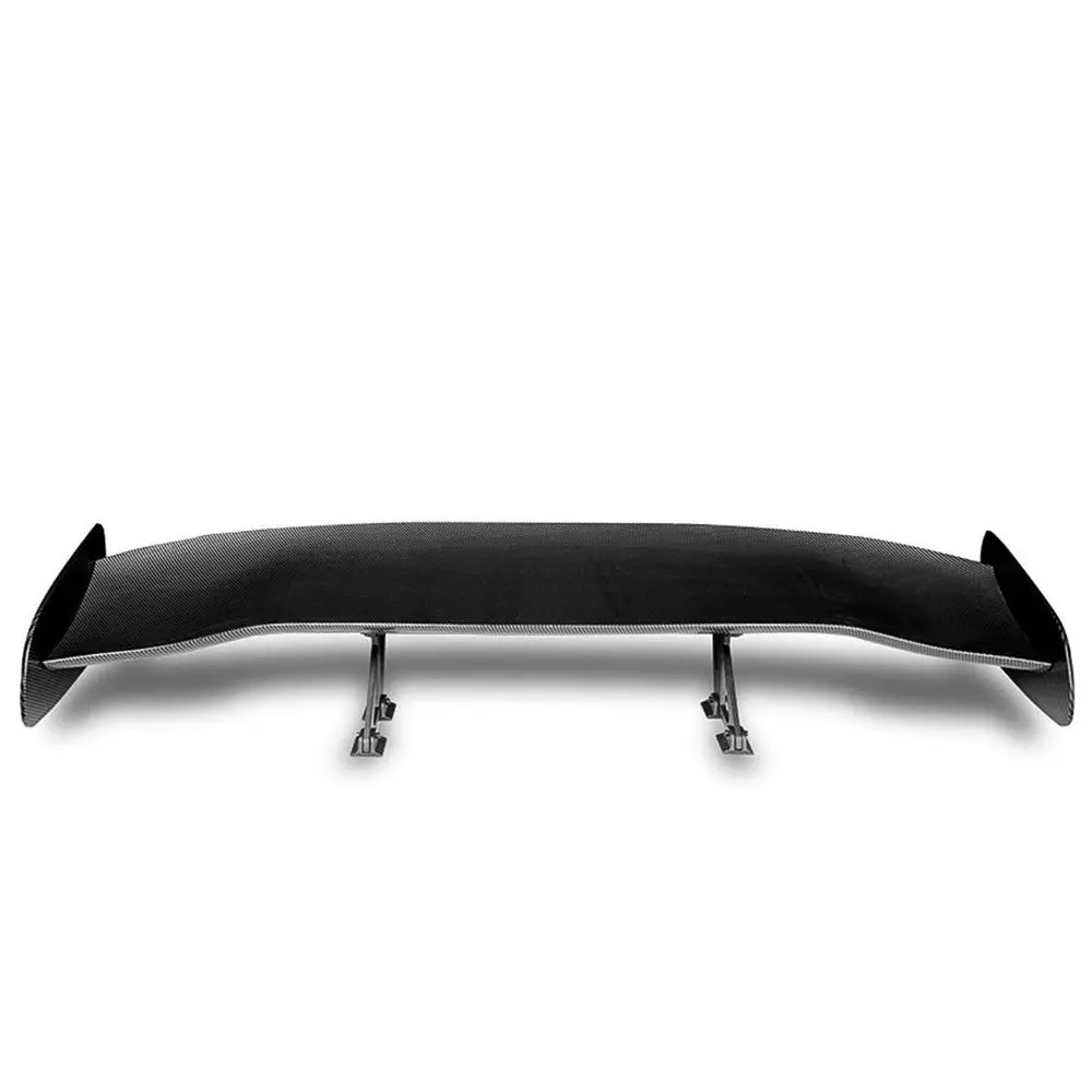 57" Gt Style V2 Black Carbon Fiber Look Adjustable Rake Rear Trunk Spoiler Wing 1
