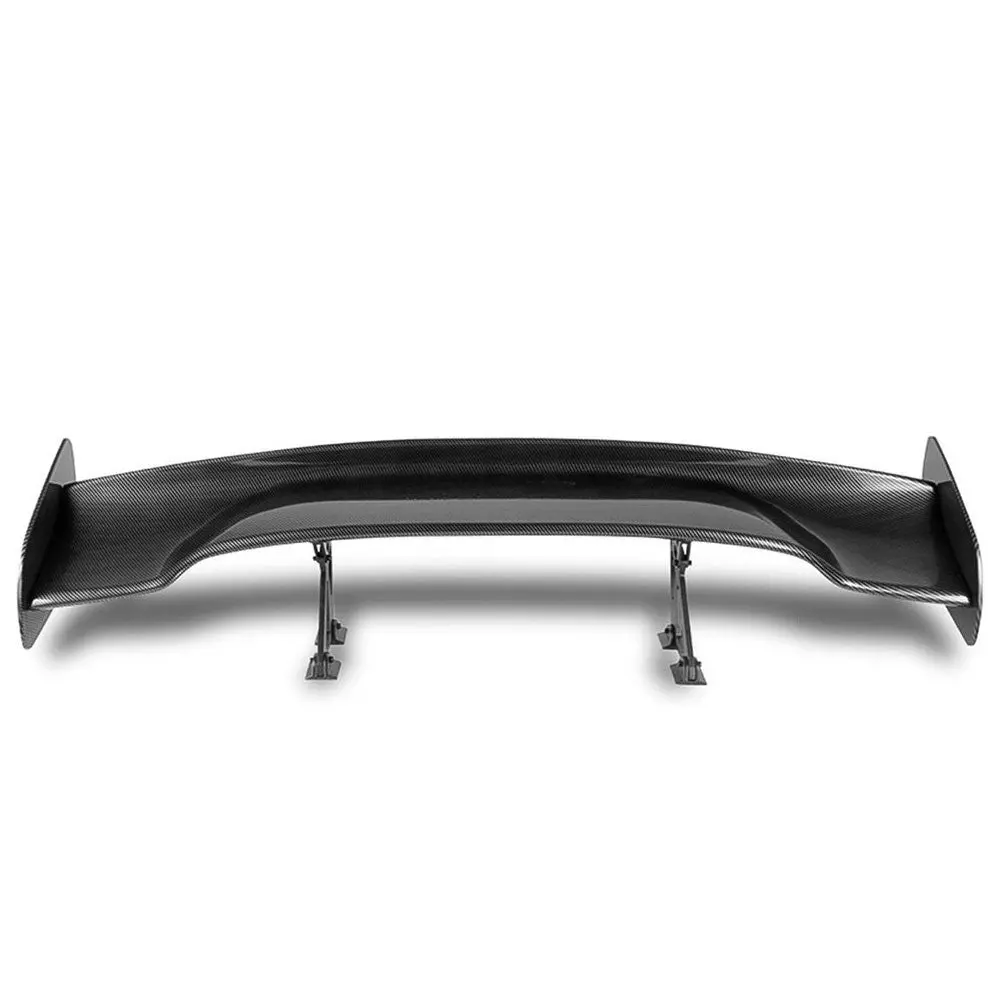 57" Gt Style V3 Black Carbon Fiber Look Adjustable Rake Rear Trunk Spoiler Wing 1