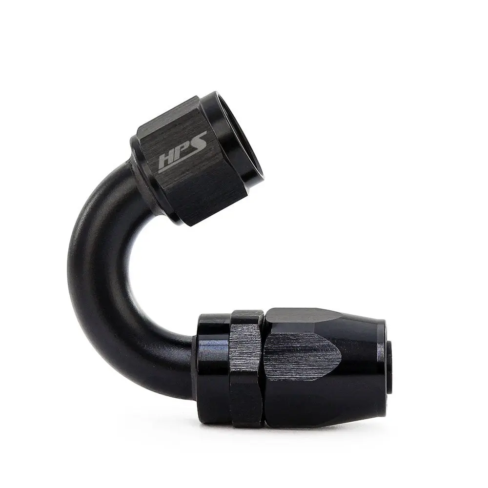 Hps Double Swivel Compression Hose End To An Female, 150 Degree, An -4, Black Aluminum 1