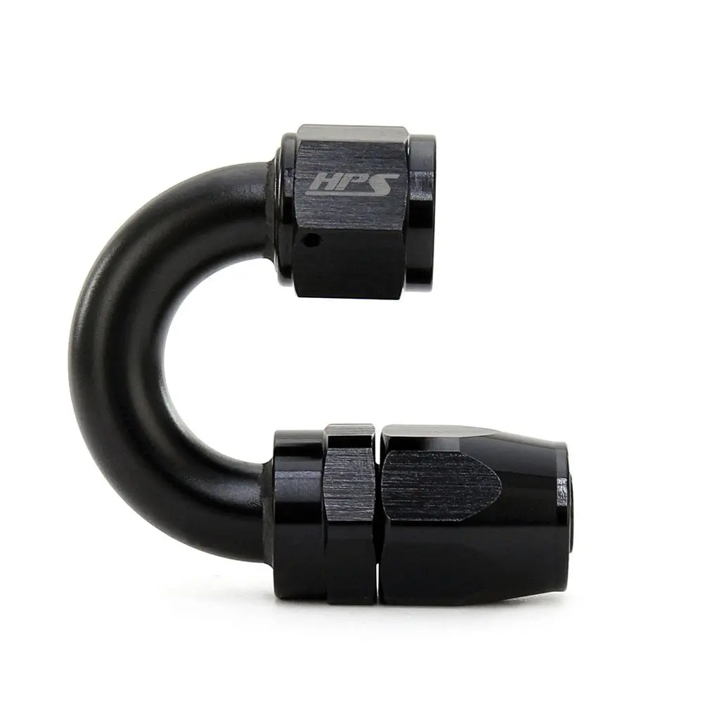 Hps Double Swivel Compression Hose End To An Female, 180 Degree, An -4, Black Aluminum 1