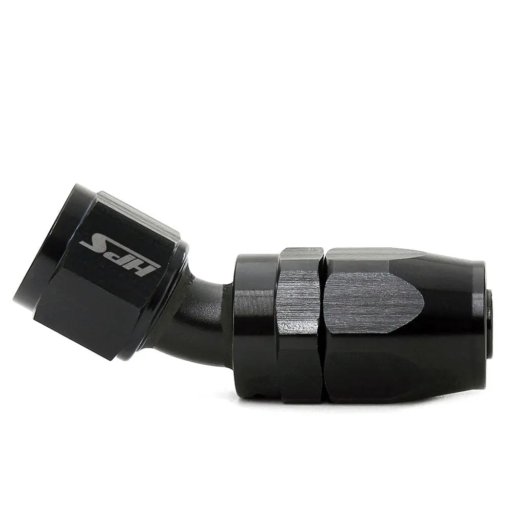 Hps Double Swivel Compression Hose End To An Female, 30 Degree, An -12, Black Aluminum 1