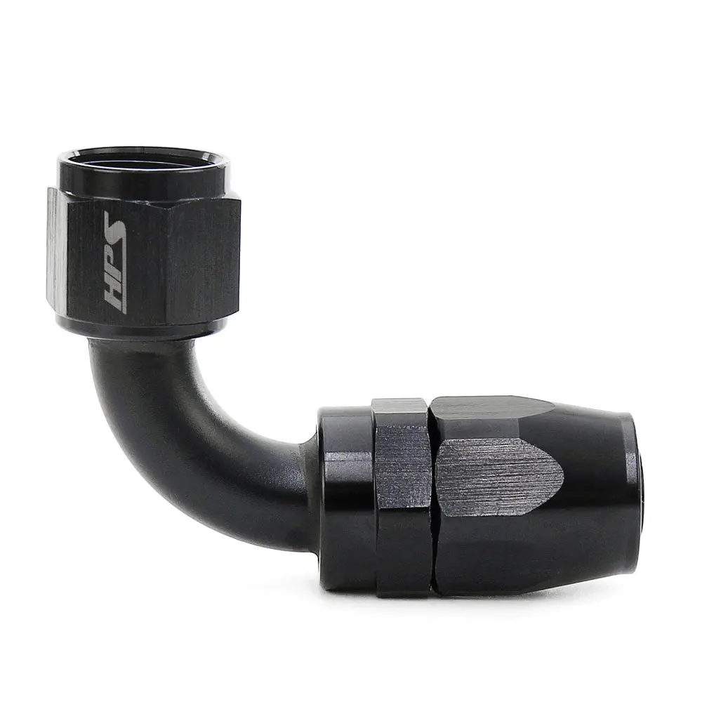 Hps Double Swivel Compression Hose End To An Female, 90 Degree, An -12, Black Aluminum 1