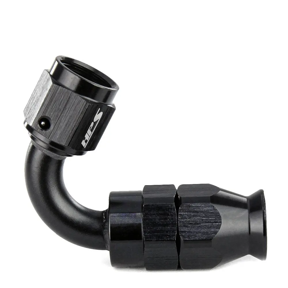 Hps Compression Teflon Hose End To An Female For Stainless Steel Reinforced Ptfe Hose, 120 Degree, An -6, Black Aluminum 1