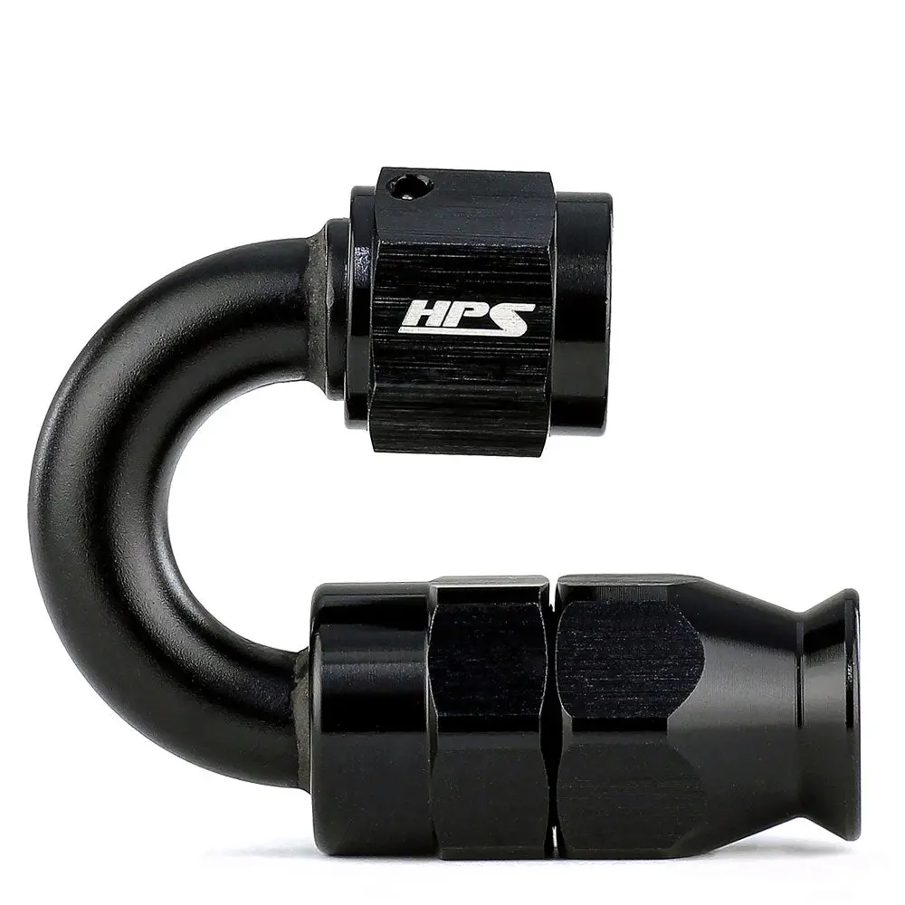Hps Compression Teflon Hose End To An Female For Stainless Steel Reinforced Ptfe Hose, 180 Degree, An -6, Black Aluminum 1