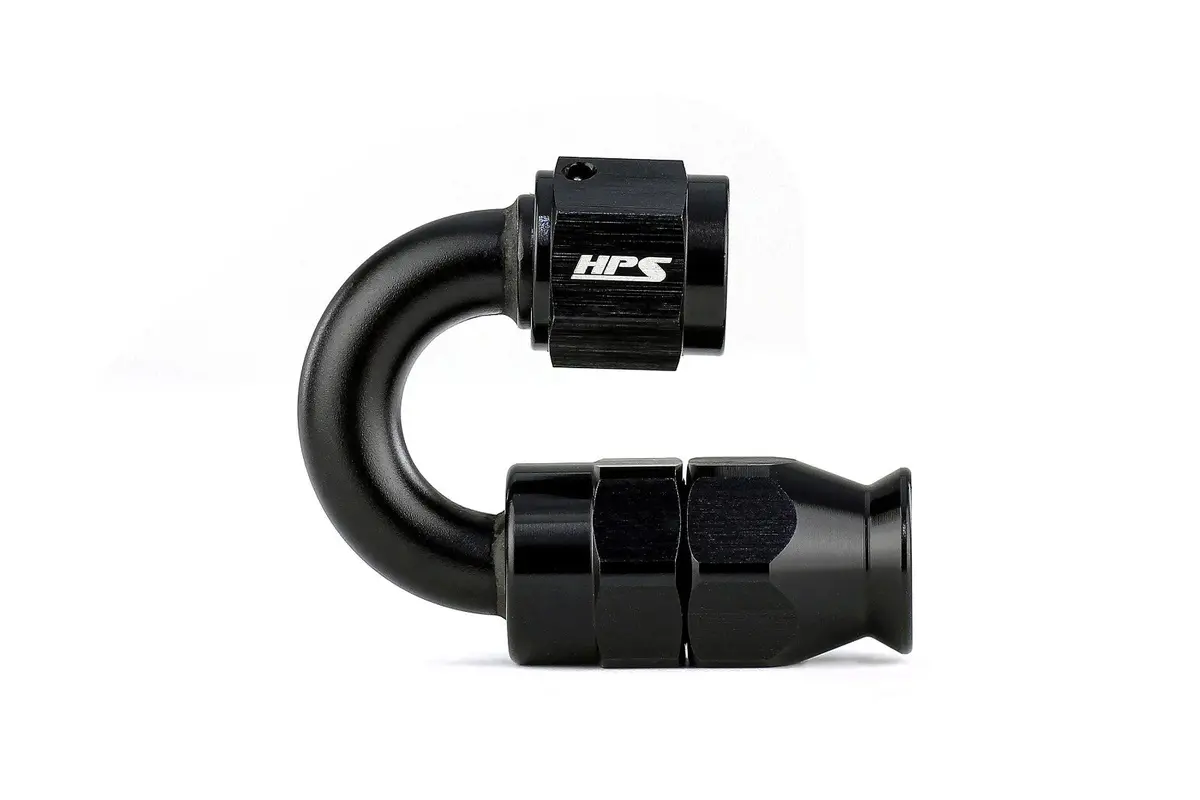 Hps Compression Teflon Hose End To An Female For Stainless Steel Reinforced Ptfe Hose, 180 Degree, An -10, Black Aluminum 1