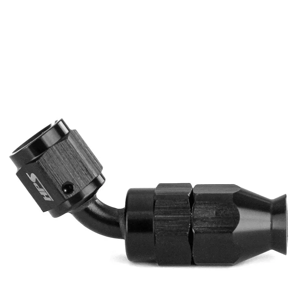 Hps Compression Teflon Hose End To An Female For Stainless Steel Reinforced Ptfe Hose, 45 Degree, An -3, Black Aluminum 1