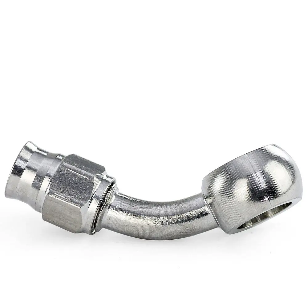 Hps Compression Teflon Hose End To An Female Fitting With 10Mm Banjo For Ptfe Hose, 45 Degree, An -3, Stainless Steel 1