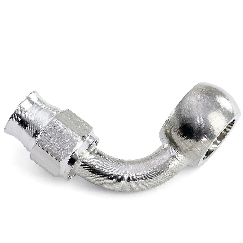 Hps Compression Teflon Hose End To An Female Fitting With 10Mm Banjo For Ptfe Hose, 90 Degree, An -3, Stainless Steel 1