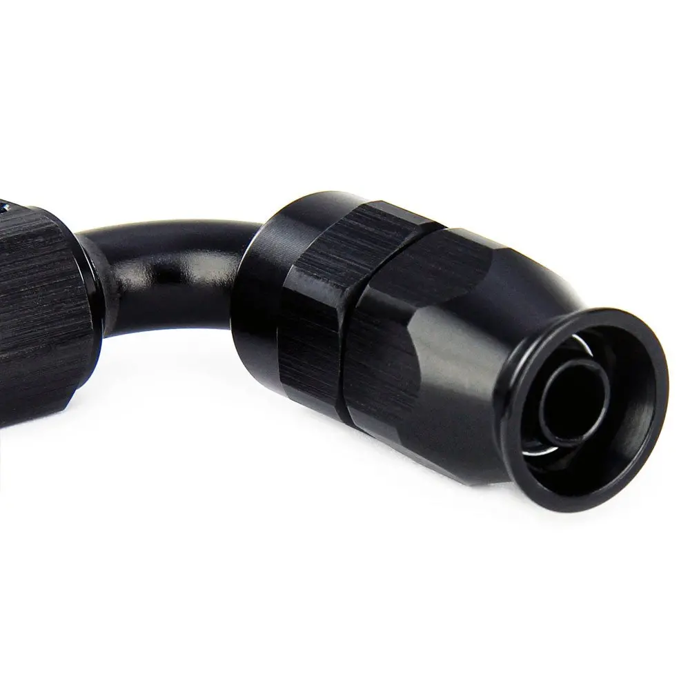 Hps Compression Teflon Hose End To An Female For Stainless Steel Reinforced Ptfe Hose, 90 Degree, An -10, Black Aluminum 2
