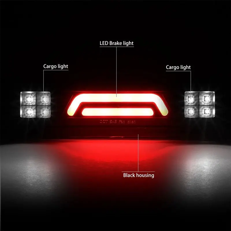 Black Housing Smoked Len 3D Led Rear Third Brake/Cargo Light For 02-09 Dodge Ram 2