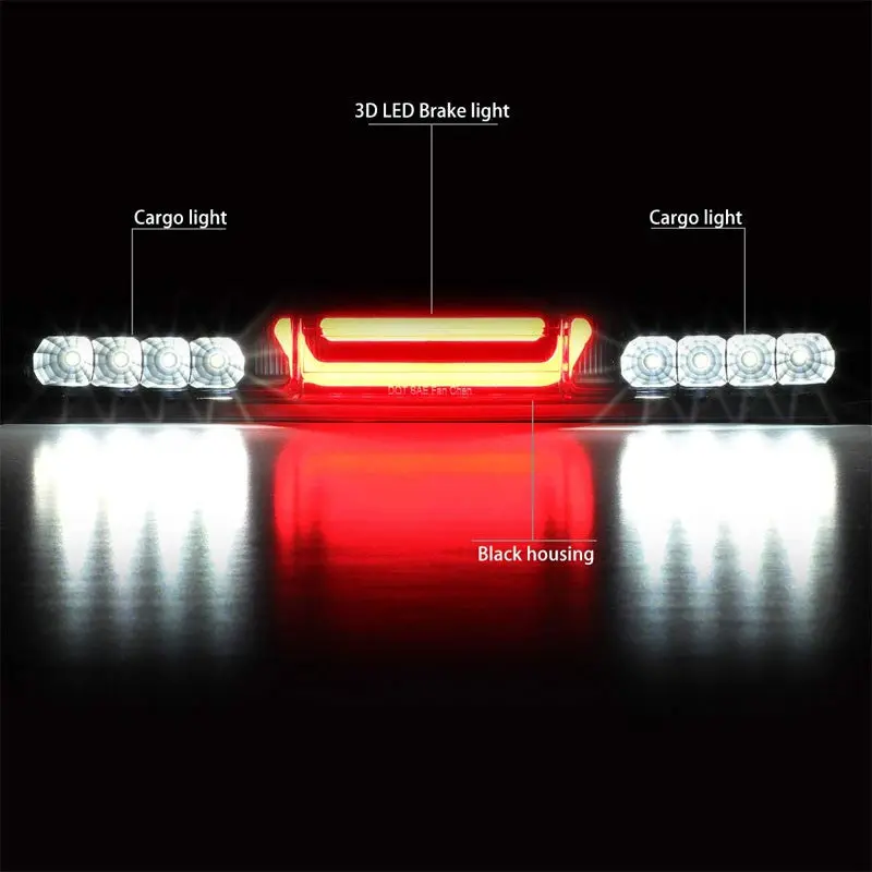 3D Led Rear Third Brake Light Black Housing Clear Lens For 99-06 Gmc Sierra 2