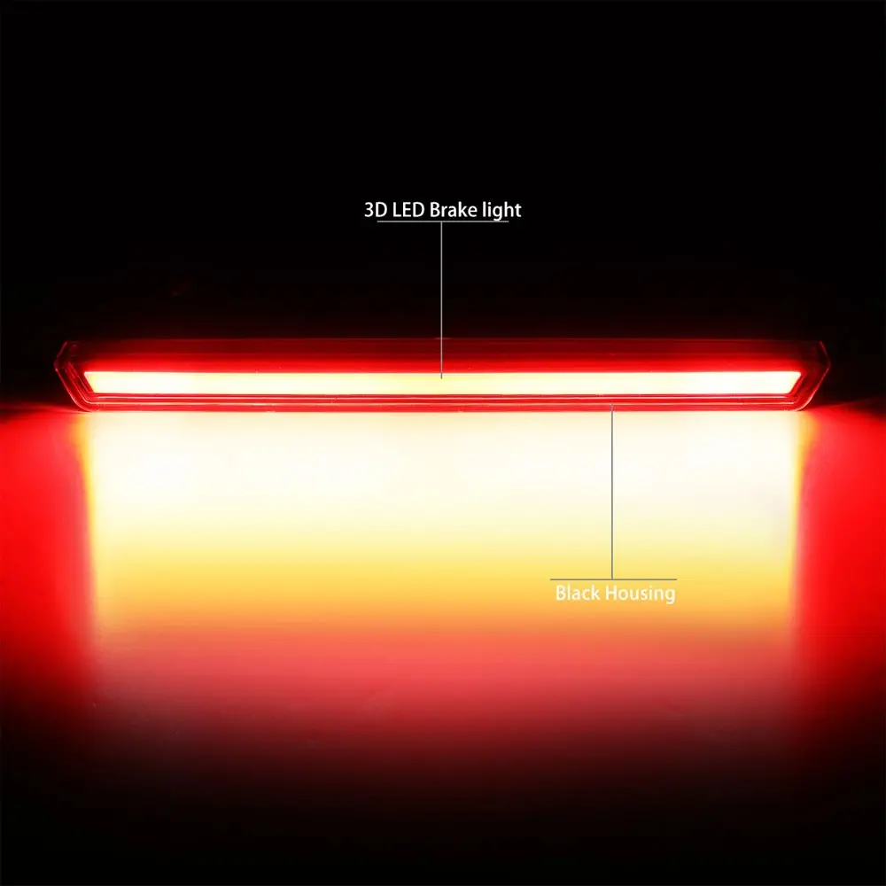 Black Housing/Clear Lens Led Rear Tail Third Brake Light For 15-20 Chevy Tahoe 2