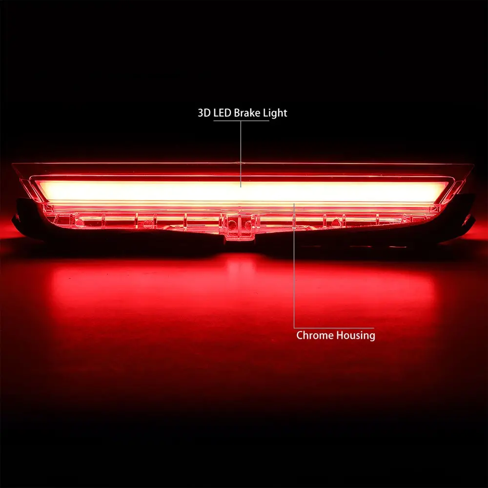Chrome Housing/Clear Lens 3D Led Bar Rear Third Brake Light For 11-16 Scion Tc 2