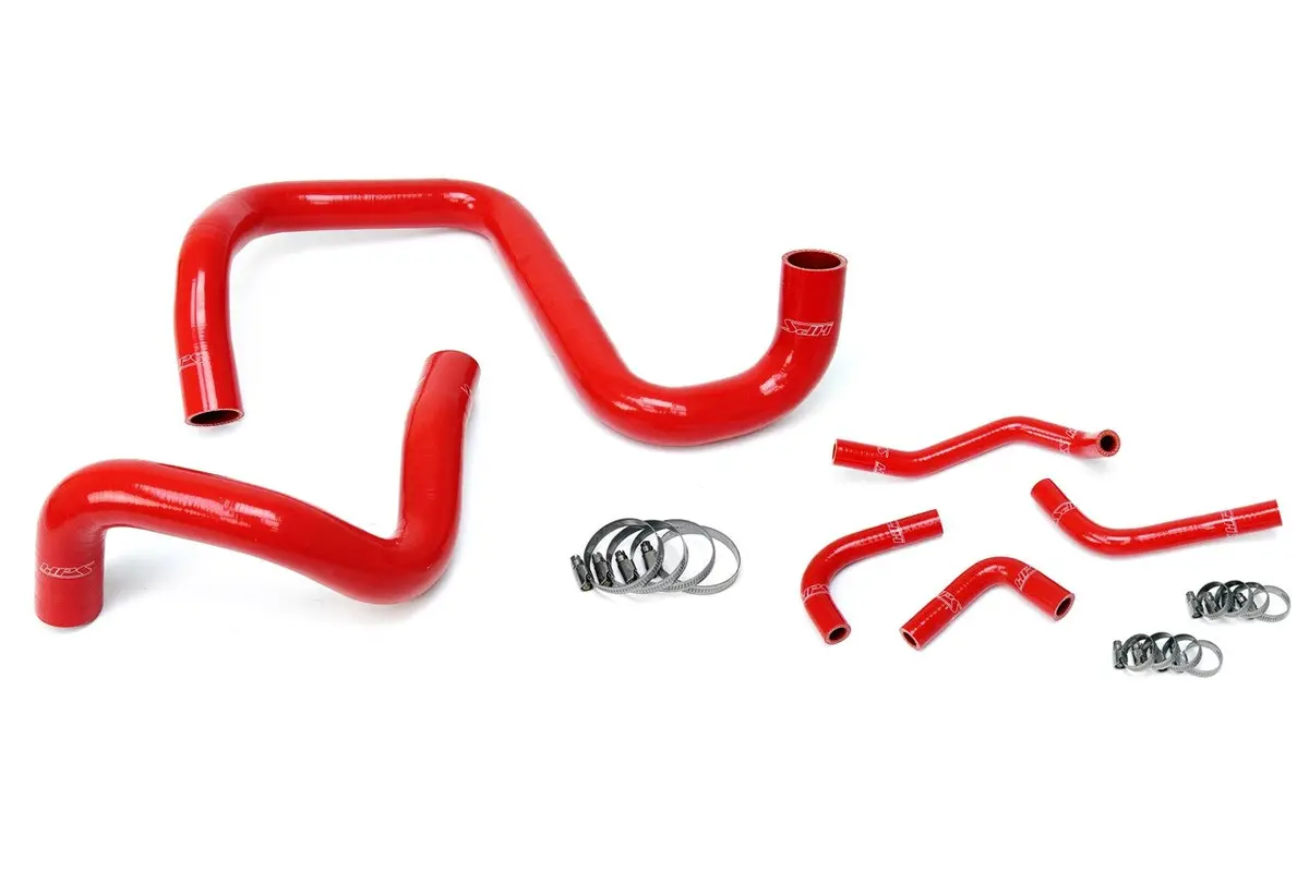 Hps Red 3-Ply Silicone Radiator/Heater Coolant Hose Kit For 12-17 Jeep Wrangler Jk & Unlimited 3.6L V6 Lhd 1