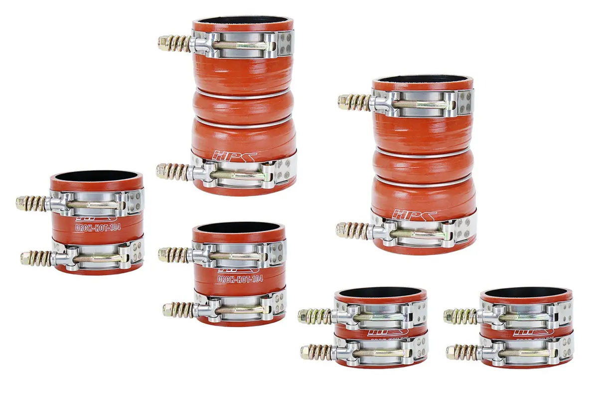 Hps Orange 4-Ply Silicone Intercooler Hose Kit For 00-03 Ford Excursion / 99-03 F-250 / F-350 / F-450 Super Duty 7.3L 1