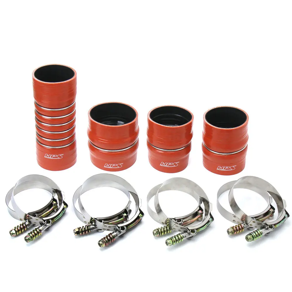 Hps Orange 4-Ply Silicone Intercooler Hose Kit For 07-10 Dodge Ram 2500 / 3500 6.7L Cummins Diesel 1