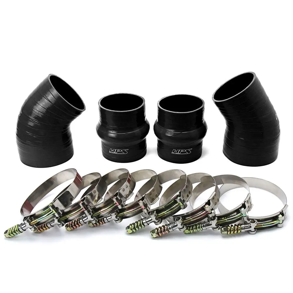 Hps Black 4-Ply Silicone Intercooler Hose Boots Kit For 94-02 Dodge Ram 2500 / 3500 5.9L Cummins Diesel 1