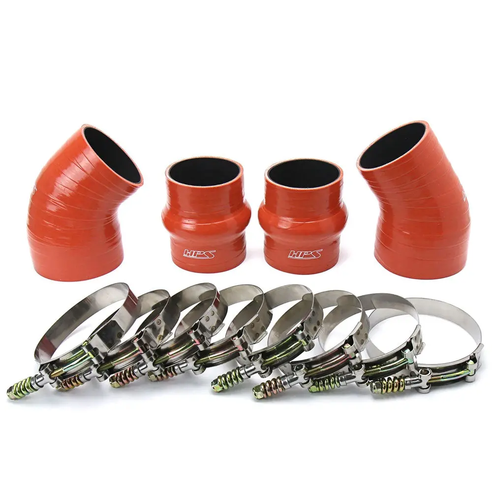 Hps Orange 4-Ply Silicone Intercooler Hose Boots Kit For 94-02 Dodge Ram 2500 / 3500 5.9L Cummins Diesel 1