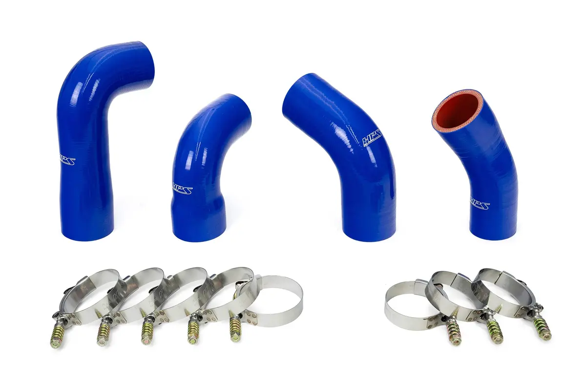 Hps Blue Silicone Transmission Oil Cooler Hose Kit  For 07-16 Mack Mp7 Engine Replace Oe# 20934539, 21548313, 24926501, 21209748 1