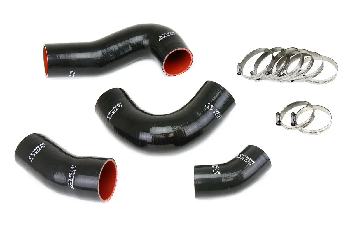Hps Black 4-Ply Silicone Intercooler Hose Boots Kit For 19-21 Volkswagen Gti Mk7 2.0L Turbo 1
