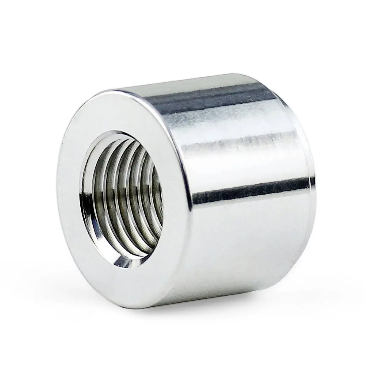 Hps Female Npt Weld On Bung Flange Fitting, 3/8" Npt, Silver Aluminum 2