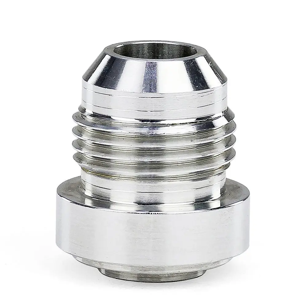 Hps An Fitting Male Weld On Bung With 37 Degree Flare, An -8, Silver Aluminum 2