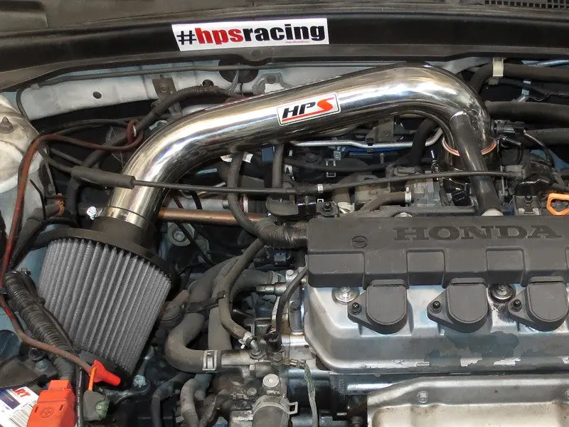 Hps Polish Shortram Air Intake Kit With Filter For 01-05 Honda Civic Dx Ex Lx 1.7L L4 2