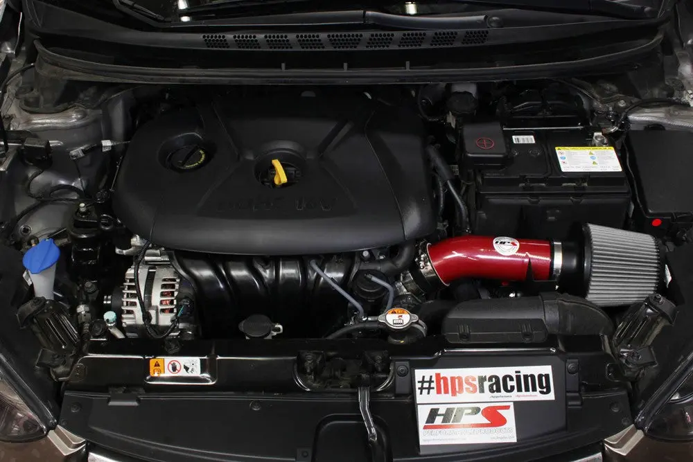 Hps Red Shortram Air Intake Heat Shield Kit For 11-16 Hyundai Elantra 1.8L 2