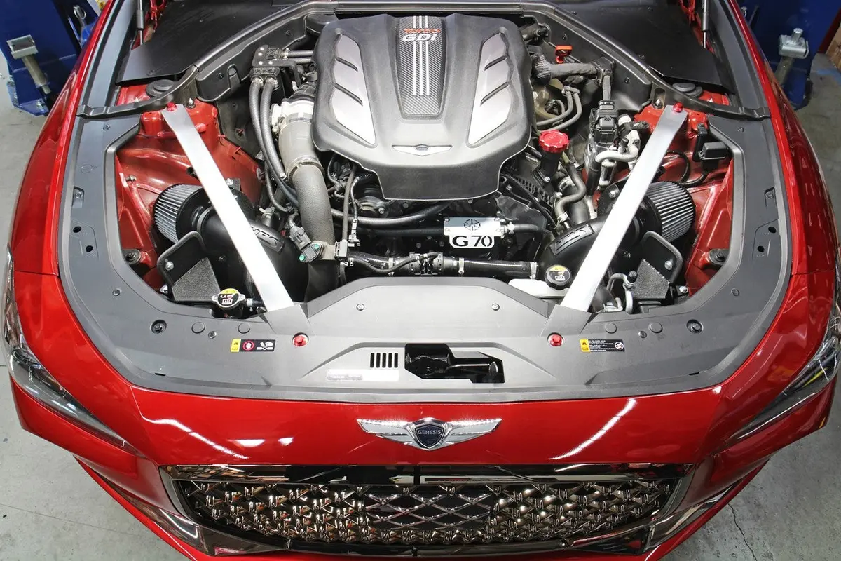 Hps Black Shortram Air Intake Heat Shield Kit For 19+ Genesis G70 3.3L V6 Twin Turbo 2