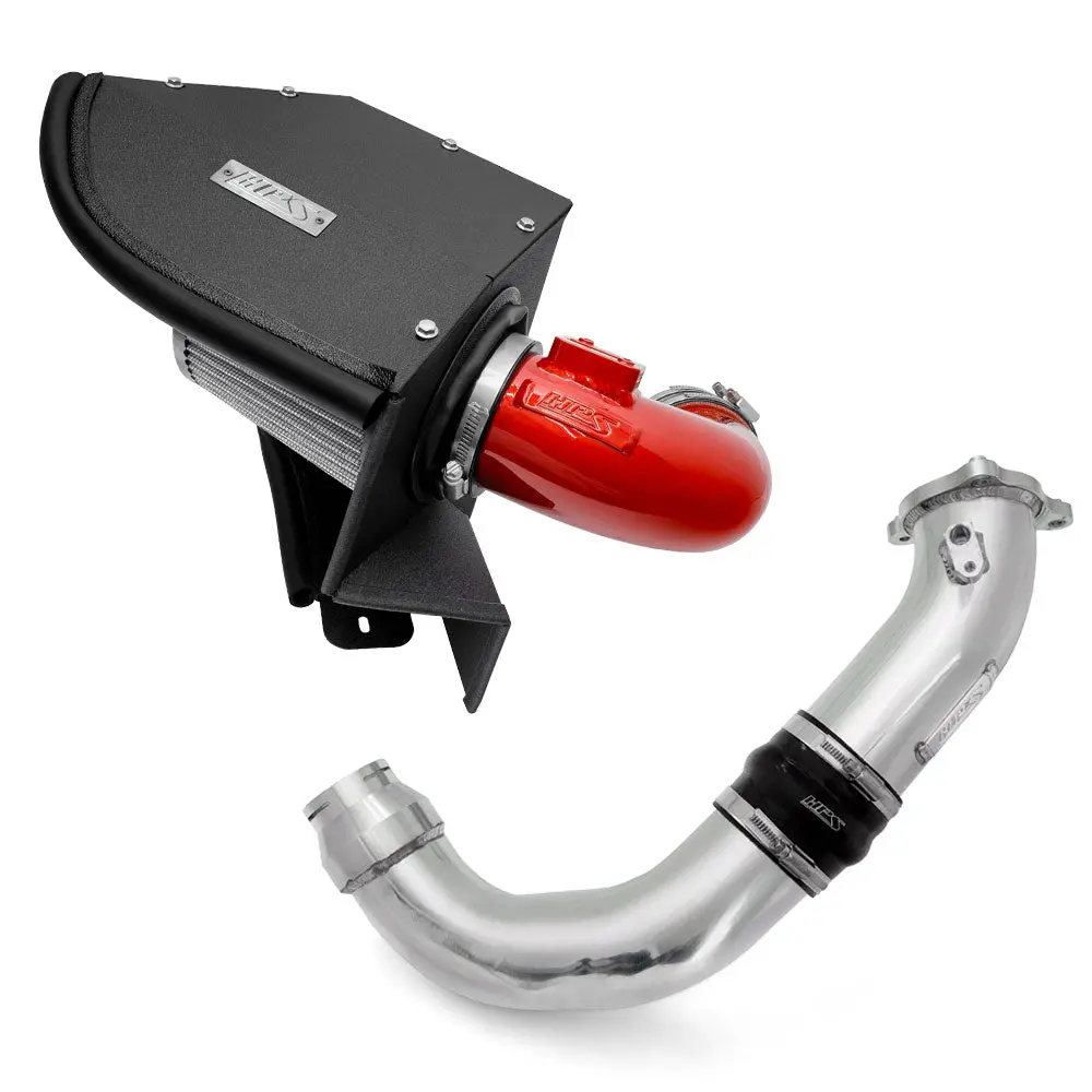 Hps Polish Charge Pipe + Red Shortram Air Intake For 19+ Bmw 1/2/4-Series 2.0L B48 Turbo 1
