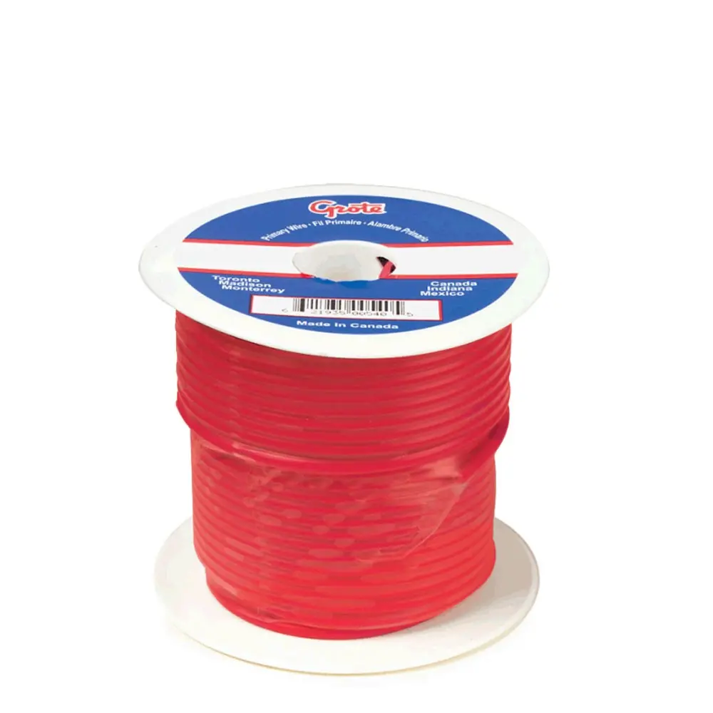 Grote 87-7000 100' Ft Length (Red) 60V 14Ga General Purpose Thermo Plastic Wire [100% Copper/Pvc Insulation] 1