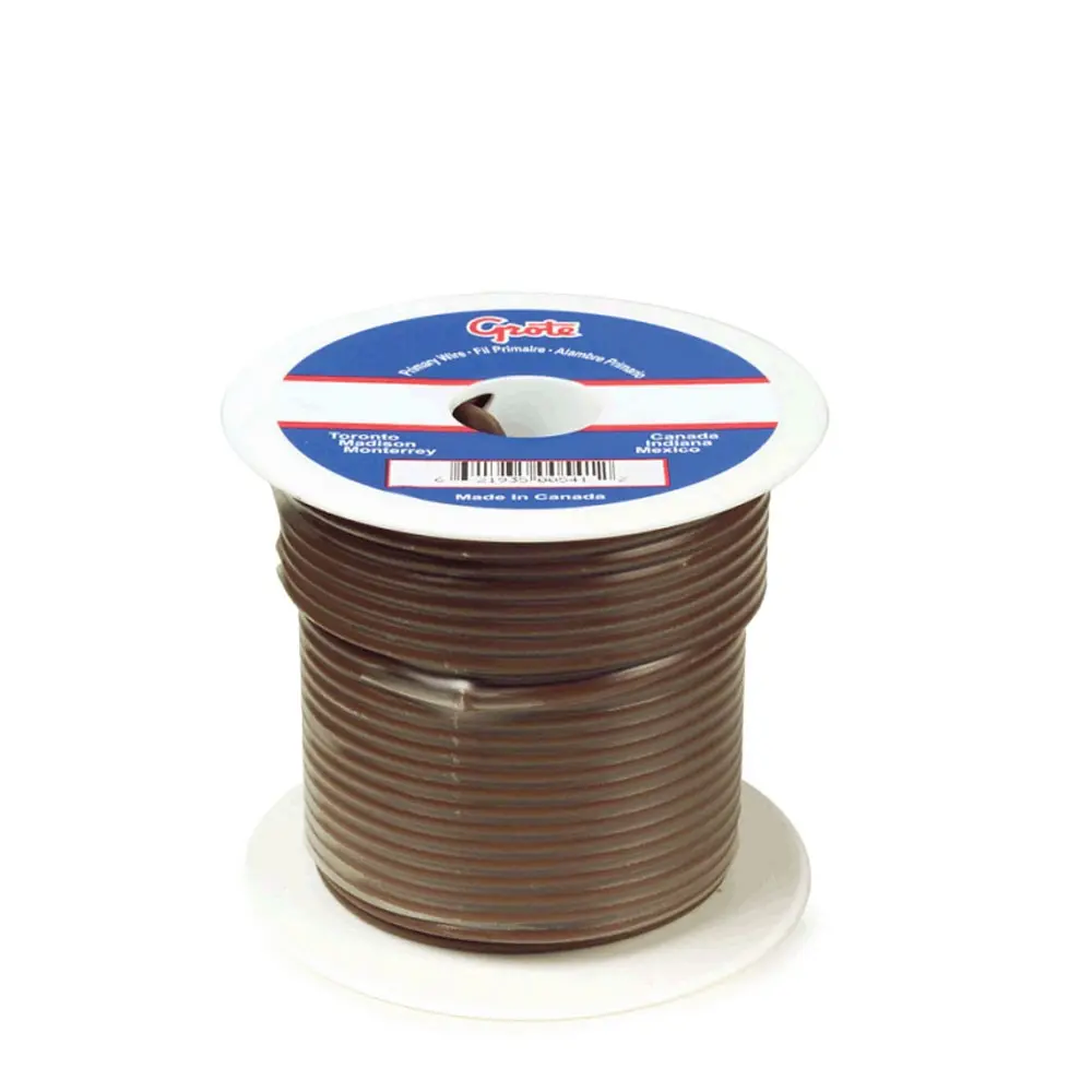 Grote 87-7001 100' Ft Length (Brown) 60V 14Ga General Purpose Thermo Plastic Wire [100% Copper/Pvc Insulation] 1