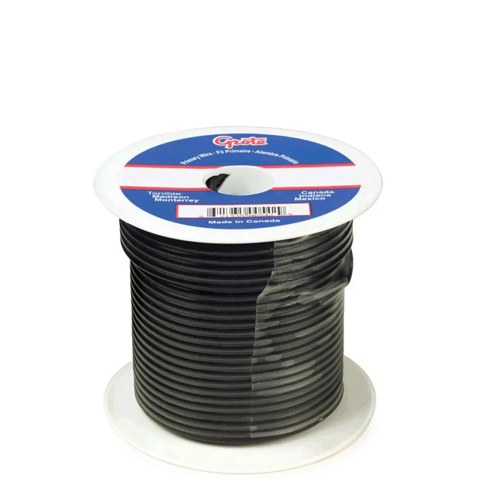 Grote 87-7002 100' Ft Length (Black) 60V 14Ga General Purpose Thermo Plastic Wire [100% Copper/Pvc Insulation] 1