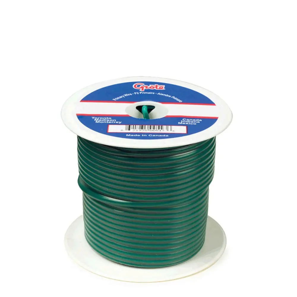 Grote 87-7006 100' Ft Length (Green) 60V 14Ga General Purpose Thermo Plastic Wire [100% Copper/Pvc Insulation] 1