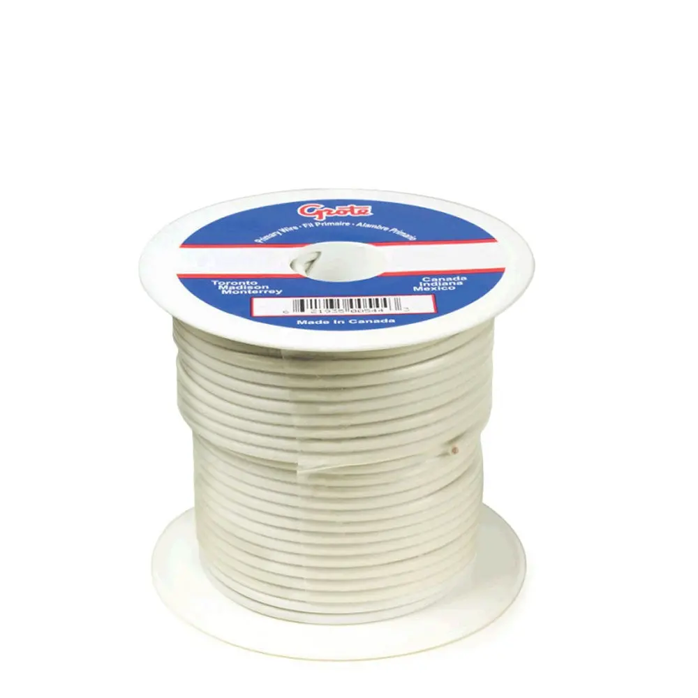 Grote 87-7007 100' Ft Length (White) 60V 14Ga General Purpose Thermo Plastic Wire [100% Copper/Pvc Insulation] 1