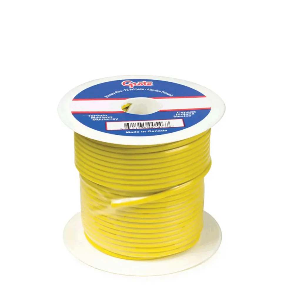 Grote 87-7011 100' Ft Length (Yellow) 60V 14Ga General Purpose Thermo Plastic Wire [100% Copper/Pvc Insulation] 1