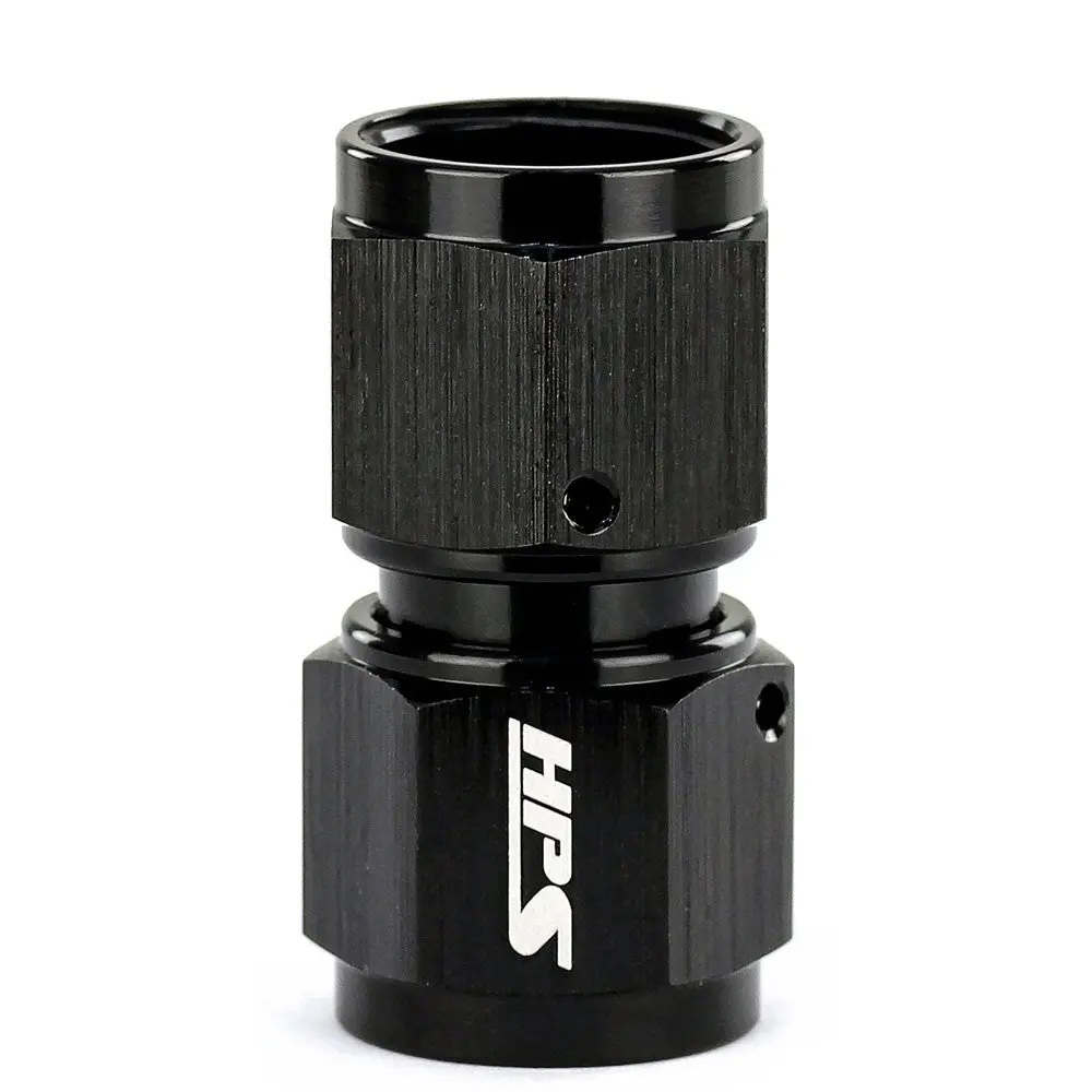 Hps An Female To Female Swivel Coupling Adapter Fitting, Straight, An -6, Black Aluminum 1