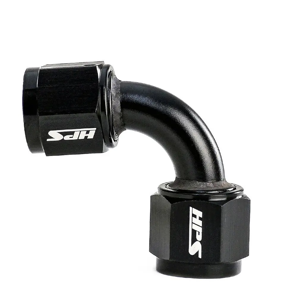 Hps An Female To Female Swivel Coupling Adapter Fitting, 90 Degree, An -4, Black Aluminum 1