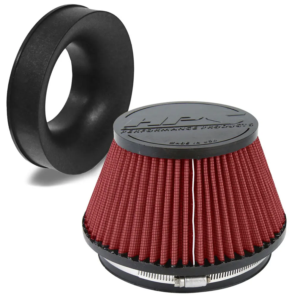 Hps 6" Red Round Tapered Intake Air Filter & Velocity Stack 5" Length, 7.5" Base, 5" Top. Hps-4302-Red 1