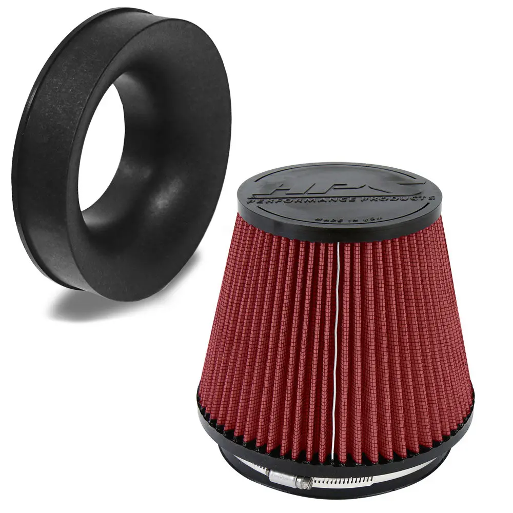 Hps 6" Red Round Tapered Intake Air Filter & Velocity Stack 7" Length, 7.5" Base, 5" Top. Hps-4303-Red 1