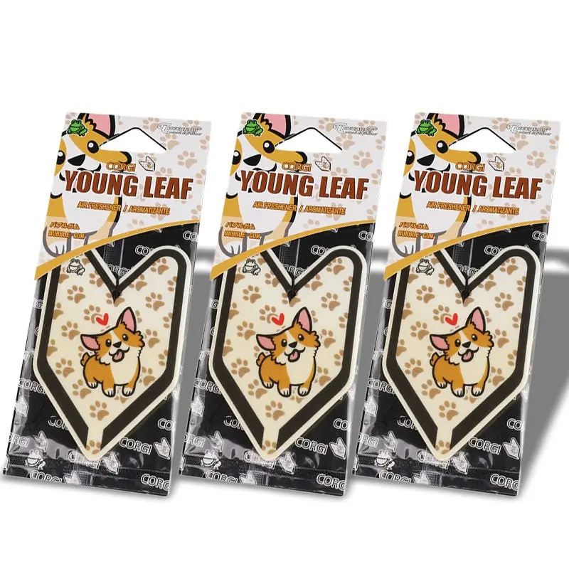 3X Tree Frog Young Leaf Paper Corgi/Bubble Gum Scent Air Freshener Home/Office 1